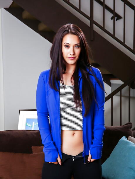 Enticing american bombshell Eva Lovia in undies exhibiting big titties and masturbating 