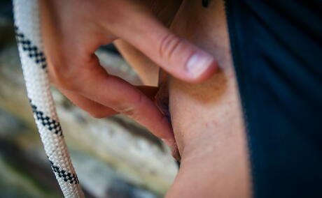 Sexy cutie Mira D in nice skirt in fetish gallery outdoor