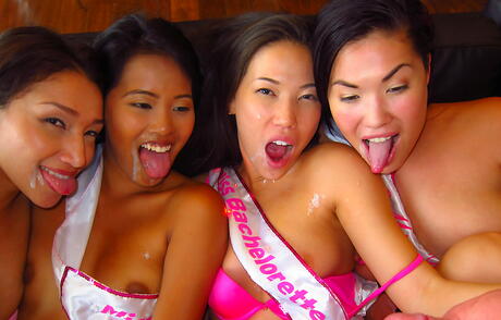 Sexy women Kalina Ryu, Vicki Chase and London Keys take part in hardcore orgy in the club