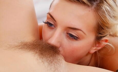 Curious women Emma Mae and Jessi Andrews licking pussies during hot lesbian sex 