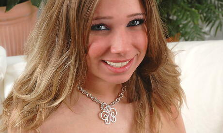 Sylphlike youthful Hailey bares big titties and bald pussy 