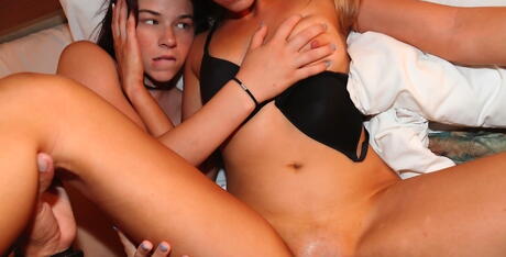 Attractive girls Aubrey James and Brittney Cruise enjoy hot threesome 