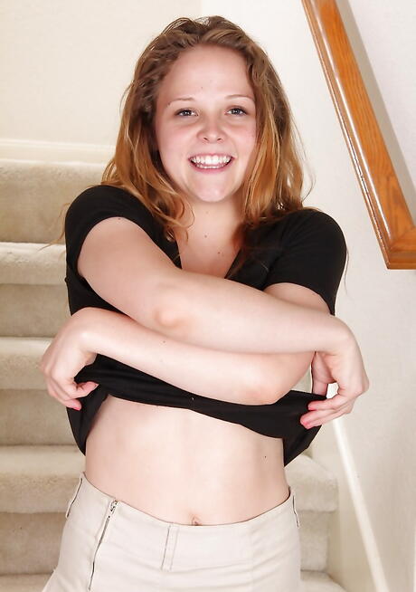 Gracile young Sophia Monore unveiling tiny tits and masturbating 