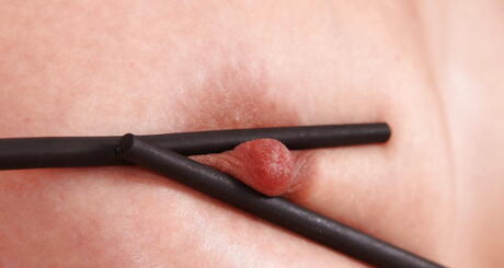 Peachy czech babe Bella Karina in sexy underwear in strange fetish gallery 