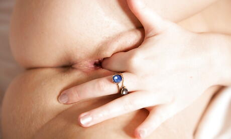 Hot dark hair teen Kittina Coxxx in shorts shows tiny tits and masturbates 