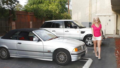 Curious american blonde Tara Lynn Foxx work on big black cock and takes a hot cumshot outside