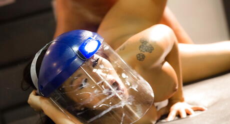 Peachy asian pornstar Asa Akira gets gang banged 