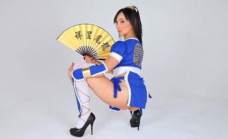 Appealing oriental milf Katsuni bares big titties and ass 