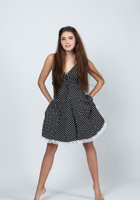 Very attractive teen Norma A in nice skirt reveals her butt and sissy 