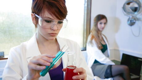 Stunning girls Bree Daniels and Stella Cox in hot stockings licking tasty pussies during hot lesbian sex 