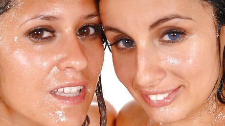 Sexy women Connie Berry and Kerry Raven licking juicy pussies and enjoying with dildo 