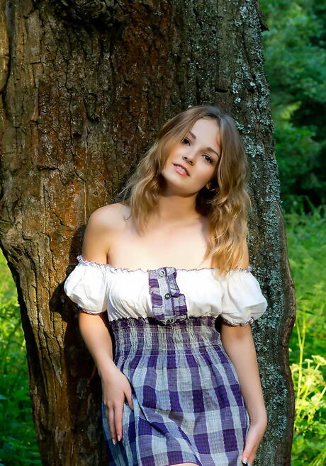 Foxy ukrainian blond young Jeff Milton in skirt is foot fetishist outdoor