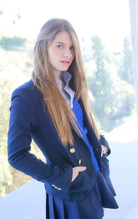 Sexy american youthful Alice March in hot undies exposing her ass 