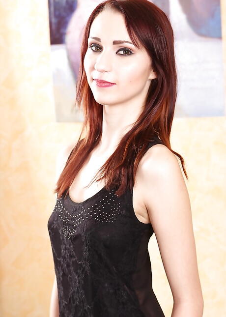 Svelte czech brunette teen Chelsy Sun revealing big hooters and masturbating 