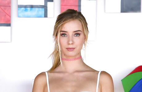 Hot american blond teen Haley Reed uncovers tiny tits and sissy 