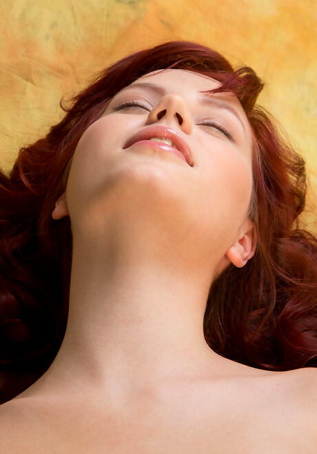 Very attractive red-haired teen Solana A in nasty foot fetish 