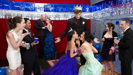 Curious women Kendall Karson and Raven Bay enjoy amazing groupsex action on the night party