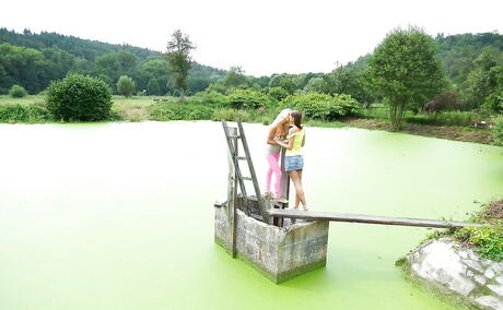 Very attractive babes Victoria Puppy and Connie Smith have some lesbian fun outdoor