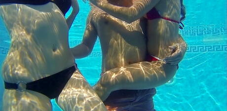 Sultry girls Chrissy, Roseline Love and Kendra Star in crazy orgy near the pool