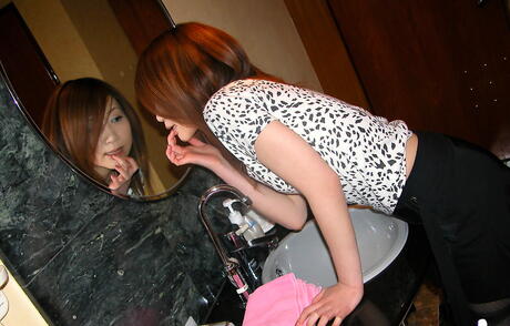 Very attractive japanese amateur Yoko in underwear exposes her ass and plays with toy 