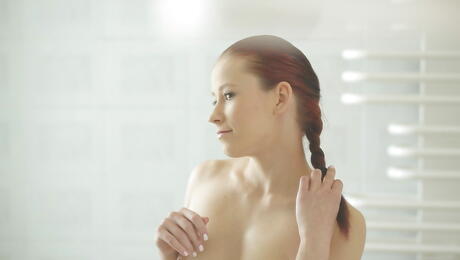 Excellent hungarian young Minnie Manga exposing tiny tits and sexy butt in shower