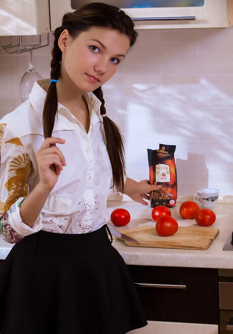 Slim youthful Iva in skirt loves some hot foot fetish 