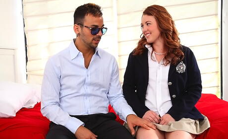 Sexy american teen Cammie Fox fucked after sucking huge rod 