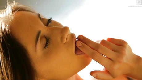 Deluxe russian porn star Aruna Aghora exposes her butt in hot underwear and jerks off outdoor