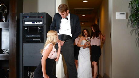 Superb girls Jenni Lee and Scarlet Red enjoy hardcore threesome sex outdoor