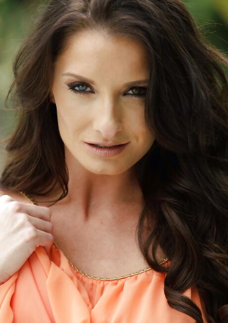 Inviting american milf Silvia Saige in panties exhibiting big tits and hot ass outdoor