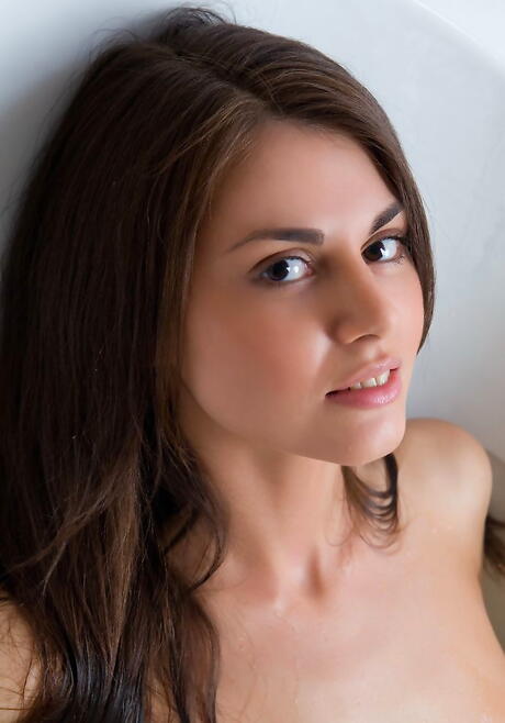 Sylphlike brunette young Astrud A in undies makes some hot foot fetish in the bathroom