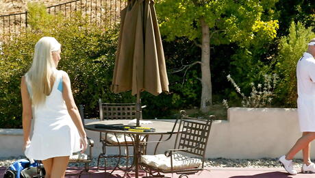 Enchanting slovak milf Diana Doll in fancy skirt suck huge cock and fucked hard outside