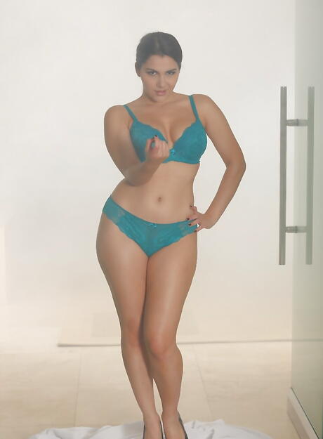 Stunning italian pornstar Valentina Nappi showing big boobs and spreading her legs in the bathroom