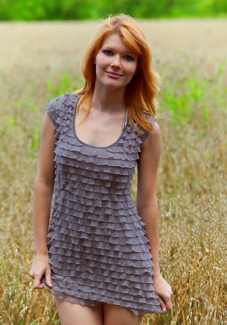 Slim czech red-haired youthful Mia Sollis show some foot fetish outdoor