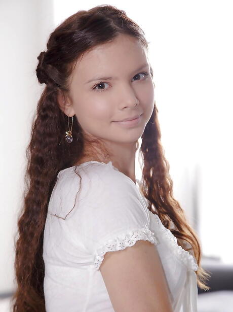 Gracile dark hair youthful Peachy in hot undies showing her butt and masturbating 