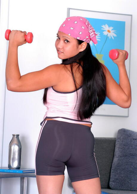 Rangy philippine teen Loni in fancy shorts shows big knockers and jerks off 