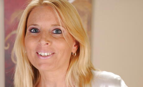 Sexy british blond mature Sky Martin in sexy panties exposing big tits and spreading her legs 