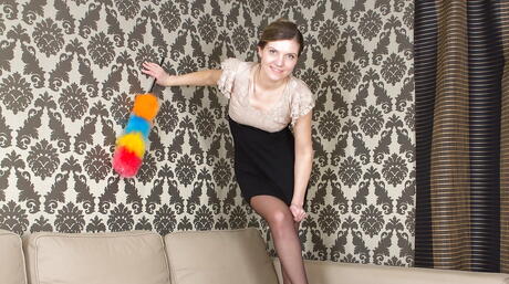 Excellent older Agatha in skirt exhibiting her butt and spreading her legs 