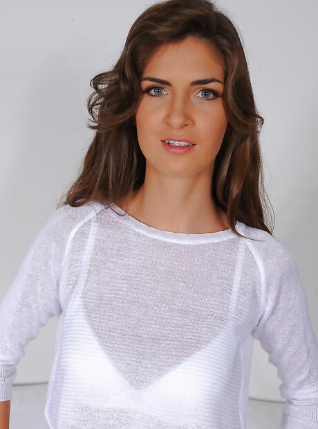 Excellent dark hair babe Charlotta in hot underwear baring her butt and masturbating 