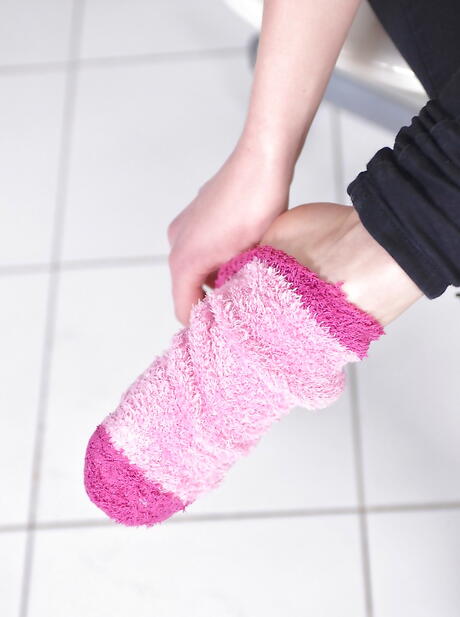 Sylphlike hungarian blonde young Bianka Brill likes foot fetish 