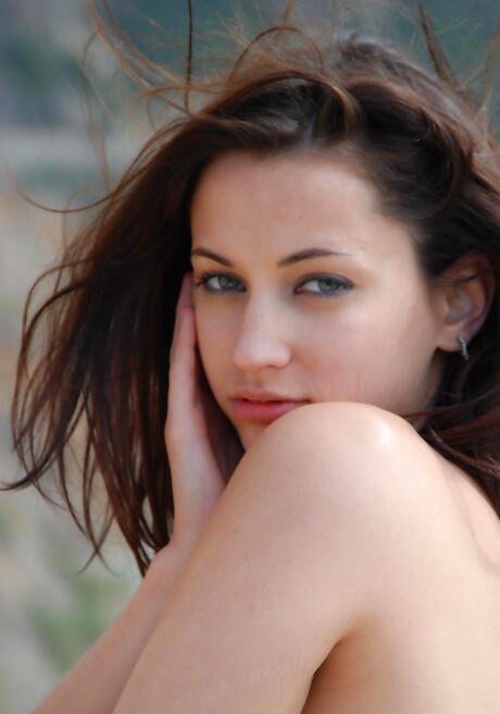 Excellent brunette youthful Georgia Jones in hot undies exhibits small tits and spreads her legs at beach