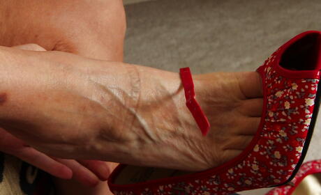 Stunning blond older Lisa Cognee exhibits her butt in and spreads her legs 