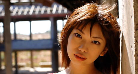 Amazing japanese cutie Hikari Hino in hot fancy skirt outdoor