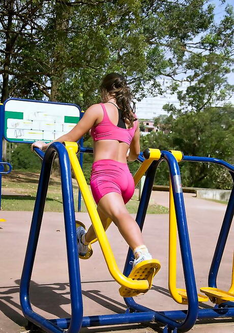 Curious brazilian Keila Surfistinha in sexy shorts rammed in her vagina after good suck 