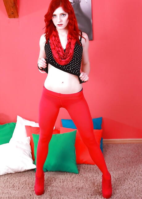 Luscious czech red-haired teen Vanessa Shelby unveils small tits and jerks off 