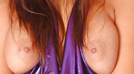 Charming american brunette milf Eve Angel exhibits big knockers and hot butt 