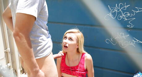 Rangy british blond youthful Alexa Grace drilled in her sissy after wet blowjob outdoor