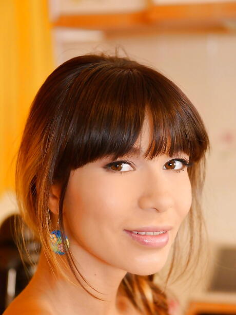 Sexy russian young Mona Kim unveiling small tits and dildoing 