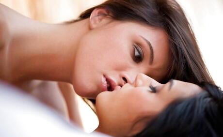 Excellent women Amber Cox and Natalie Heart in stockings licking pink pussies in the hot lesbian sex 