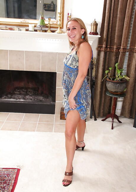 Sultry aged Sky in nice skirt showing her butt and masturbating 